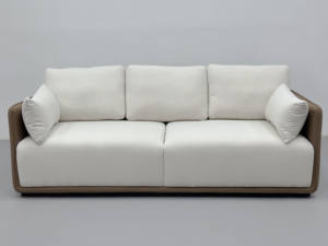 Set Sofa Persegi Minimalis Elegan dengan Bingkai Kain & Kulit Berwarna-Blok - Modern Mewah Ringan Multi-Kursi - Product Image 4