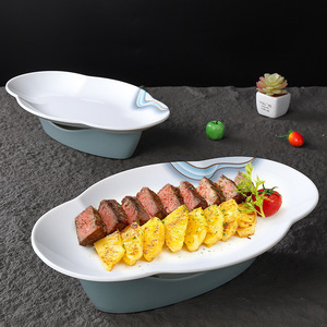 Oval Melamine Serving <b>Tray</b> <b>Large</b> Hotel Restaurant Platter Unbreakable Food Safe Dishware - Product Image 1