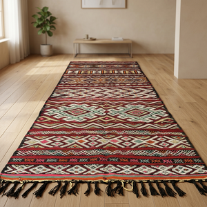 Tapis tribal fait main, Kilim marocain, tapis berbère en laine, tapis de salon, vente en gros, noué à la main, motif géométrique, poils ras - Product Image 3