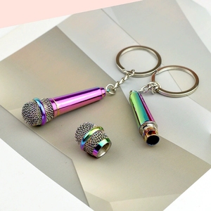Wholesale Multicolor Alloy Microphone <b>Keyring</b> Portable <b>Mini</b> Mic Shaped Key Chain Music Themed For Souvenir Bag Accessories - Product Image 6