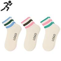 Chaussettes de sport à rayures en coton pour adultes Chaussettes de cheville athlétiques de haute qualité unisexes