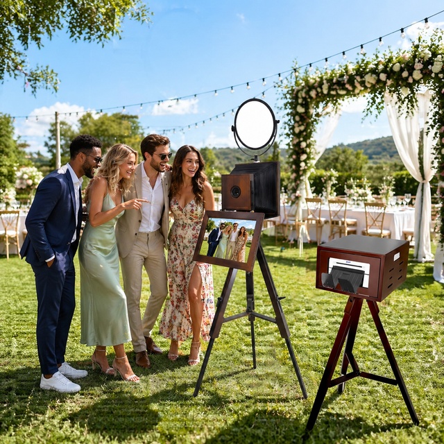 15.6 Inches Touch Screen Commercial Event Instant Printing Self Service Wooden Party Digital DSLR Photo Booth Machine