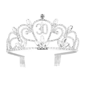 Free customized silver Pearls Crystal Crown full round Crowns gold crystal Pageant birthday queen tiara princess Tiaras