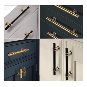 Poignée de porte de luxe, élégante et longue, noire et dorée, pour armoire de cuisine, meuble de rangement, provenant d'une usine du Vietnam - Product Image 6