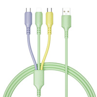 Cable de Datos 3 en 1 para Teléfono Móvil, USB-A a Micro USB y Tipo-C, Carga Rápida, 1.2m, Revestimiento de Silicona TPE, Venta al Por Mayor