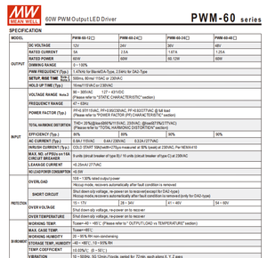 Controlador LED MEAN WELL PWM-60-24DA2 de 60W, 24V, 2.5A, DALI-2, Regulable por PWM, Voltaje Constante, IP67, Impermeable - Product Image 4