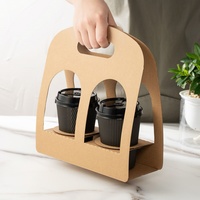 Support en papier kraft en gros avec logo pour gobelets de café et de thé au lait, plateau de transport, emballage à emporter