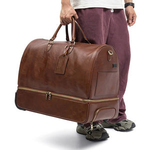 패션 디자인 더플 백 확장 가능한 롤링 여행 가방 비건 가죽 트롤리 수하물 가방 부드러운 바퀴 운반 - Product Image 3