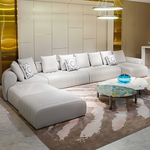 Customizable High-End Modular Sectional <b>Sofa</b> Genuine Leather Square Modern Villa - Product Image 1