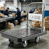 Chariot à plateforme pliable robuste à 4 roues en PU, capacité de charge de 400 kg, chariot d'entrepôt OEM