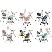 Économisez de l'espace 3 en 1 Chaise haute pliante pour bébé avec dossier réglable et plateau à jouets