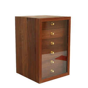 Boîte à bijoux en bois de sapele avec miroir, organiseur de rangement à 5 tiroirs pour la présentation et le rangement des bijoux - Product Image 5