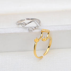 Bague ouverte en argent S925 avec symbole musical et bouche mobile, anneau à 5-6 perles, accessoire de bricolage, support vide, 37 - Apprêts et composants de bijouterie - Product Image 2