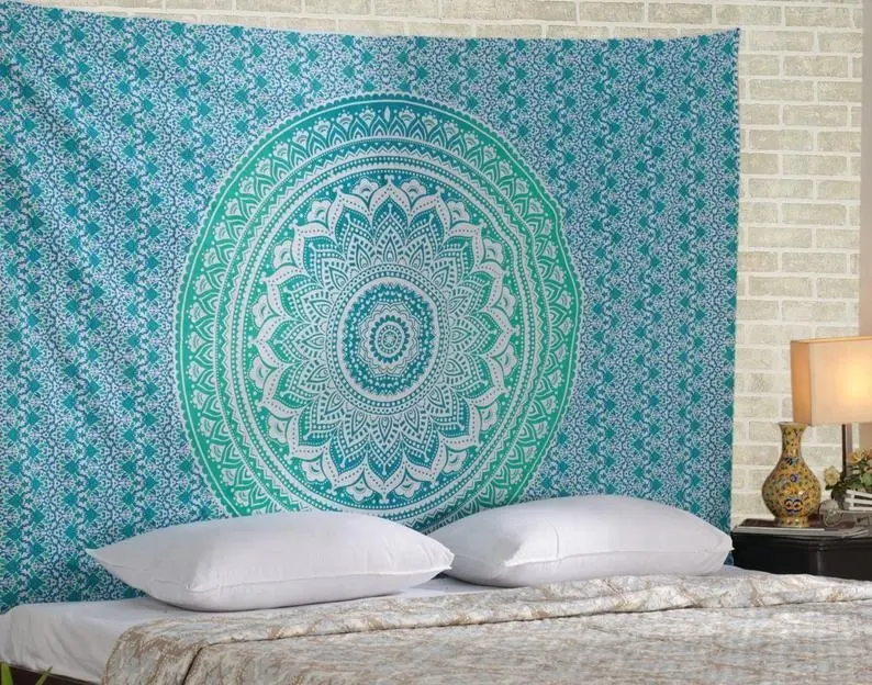 Exclusieve Opvallende Mooie Mandala Tapestry Laken Sprei Print Indian Muur Opknoping Stof Katoen Queen Size QOPU002