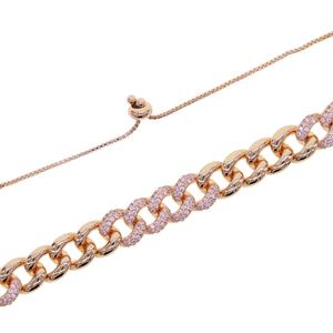 Nuova Collana da <span class=keywords><strong>Donna</strong></span> con Catena Cubana Miami Placcata <span class=keywords><strong>Oro</strong></span> <span class=keywords><strong>Rosa</strong></span> con Zirconi <span class=keywords><strong>Rosa</strong></span> - Product Image 3