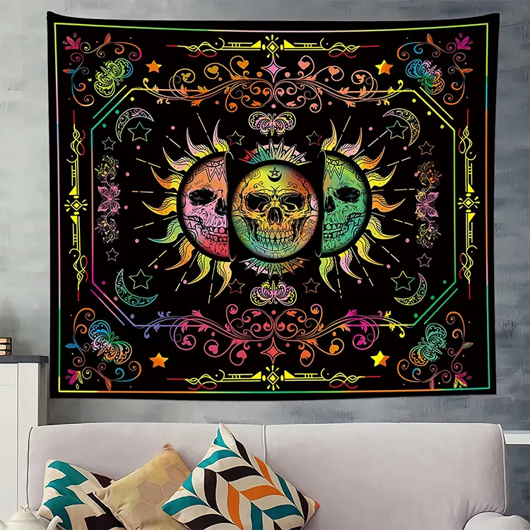 Custom UV Reactive Tapestry Sun Moon Tapestries Wall Hanging for Bedroom Living Room Decor