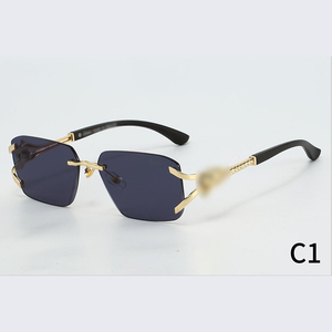 Gafas de Sol Clásicas Carer Doradas, Gafas de Marca de Lujo, Gafas de Sol de Diseñador, Gafas de Metal sin Montura, Gafas con Protección UV - Product Image 5