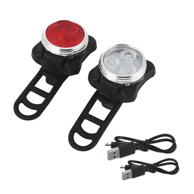Clover 2pcs Portable Mini LED Rear Bicycle Light Set Customizable Hot Red White Brake Light IPx4 Waterproof 50 Lumens 4 Modes