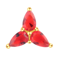 Anting-anting merah panas logam abadi 14k emas padat bentuk bunga anting-anting atas berulir perhiasan tindik hidung