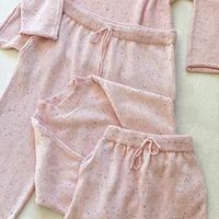 Vente chaude 100% coton tricots maman et Mini automne/hiver chaud et doux à manches longues 2 pièces ensemble décontracté