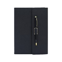 Cuaderno Tri-Fold A5 Color Pastel Macaron con Portaplumas, Set de Regalo, Cubierta de Papel PU