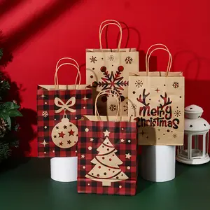 크리스마스 이브 캔디 애플 포장 미니 가방 크래프트 재사용 종이 선물 가방 중소기업
