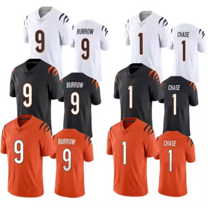 Camisetas de Fútbol Americano para Hombre del Equipo <span class=keywords><strong>CIN</strong></span>, Números 9 Joe Burrow, 1 Ja'Marr Chase, 2 McPherson, Camisetas de Juego Limitadas Cosidas - Product Image 1