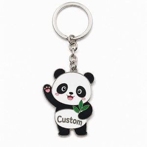 Porte-clés personnalisé en métal de haute qualité, motif panda mignon, en forme d'animal, pendentif tendance, souvenir du zoo, vente en gros - Product Image 3