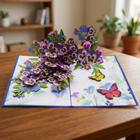 Meilleur prix, carte pop-up 3D fleur papillon, design personnalisé, artisanat en papier fait main, nouvel an chinois, Noël, Saint-Valentin