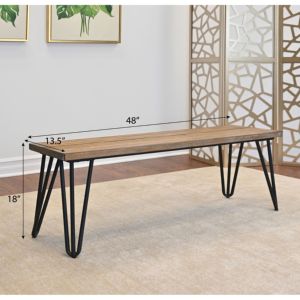 Banco de comedor de madera con acabado de pino oscuro rústico Industrial DB Aryven para juegos de sala de estar - Product Image 5