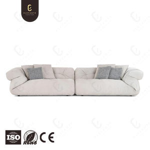 Sofá de sala de estar de tela blanca gris de gama alta moderno con reposabrazos enrollados curvos suaves <span class=keywords><strong>y</strong></span> conjunto de sofá modular de diseño de lujo sin marco - Product Image 4