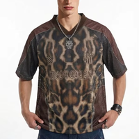 Maillot de football en maille à motif animalier gothique unique, style streetwear hip-hop pour jeunes, t-shirt de sport oversize pour l'entraînement