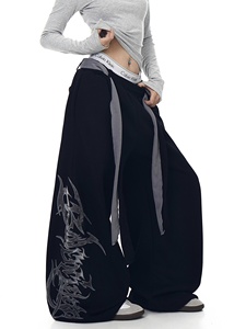 <span class=keywords><strong>Pantaloni</strong></span> da uomo e <span class=keywords><strong>donna</strong></span> JL in stile americano casual con design a cinturino in corda, ricamo a machete, <span class=keywords><strong>felpati</strong></span>, invernali, a gamba larga, per danza - Product Image 1
