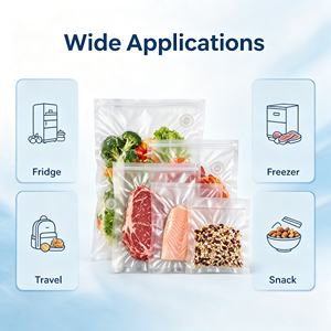 Food Grade Vacuum Zipper <b>Bags</b> Transparent BPA Free Resealable Plastic Pouches for Meat Dry Food Storage - Product Image 3