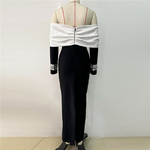 Stacked Collar High <b>Waist</b> Slim Long Sleeve Solid Color Women's Dresses Casual Clothing Evening Dress Sehe Fashion - Product Image 3