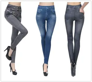 กางเกงเลกกิ้งผ้ายีนส์รัดรูปผู้หญิง,กางเกงเลกกิ้งรัดรูปผ้ายีนส์เซ็กซี่พร้อมกระเป๋า