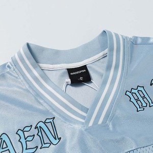 مخصص للرجال كرة القدم جيرسي بوكسي شبكة تنفس تي شيرت V الرقبة الشارع ملابس فضفاضة تناسب نمط الصلبة المنسوجة فارغة - Product Image 3