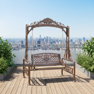 Chaise à <span class=keywords><strong>bascule</strong></span> <span class=keywords><strong>double</strong></span> en aluminium moulé pour l'extérieur, design moderne, pour patio, <span class=keywords><strong>jardin</strong></span>, balcon, cour, chaise à <span class=keywords><strong>bascule</strong></span> suspendue, <span class=keywords><strong>lit</strong></span> à <span class=keywords><strong>bascule</strong></span> - Product Image 1