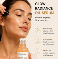 ETRUN ALISA OEM Huile éclaircissante pour le visage à la vitamine E, camélia doré, végétalien, cible les ridules, les rides, l'éclat de la jeunesse