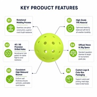 Balles de pickleball d'extérieur de haute qualité, échantillon gratuit, marque personnalisée, balles moulées par injection rotomoulage PE pour tournois et entraînements