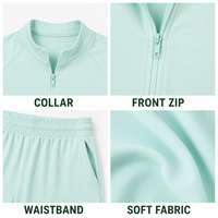Op maat gemaakte dames cropped zip short sleeve 2-delige set zachte gebreide wijde pijpen broek OEM ODM privélabel voor zomer dagelijkse buitenactiviteiten