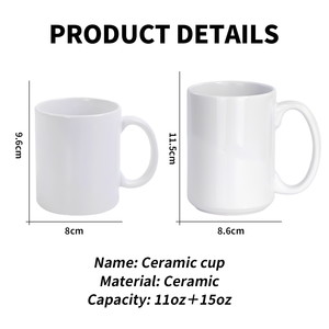 Tazas de Sublimación ZREGGUR para Diseños Personalizados, Tazas Blancas de 350 ml, 11 oz, Tazas de Cerámica Revestidas con Asas, Tazas de Café y Té para Sublimación - Product Image 3