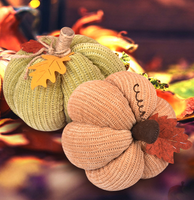 6 décorations de citrouilles en tissu tricoté, style rustique, pour la récolte d'automne, Thanksgiving, Halloween, la table, le cheminée et la décoration intérieure