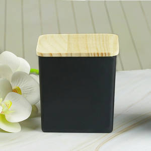 Vela cuadrada de vidrio negro, contenedor con tapa de madera para fabricación de velas, venta al por mayor - Product Image 4