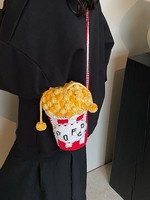 2025 roman pop-corn Crochet sac à main pour dames Unique Style coréen dessin animé lettre conception broderie croix corps téléphone portable sac