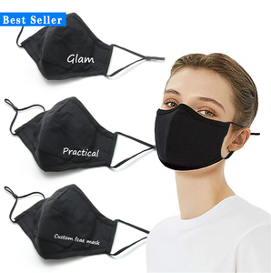 Maschera per il viso in cotone lavabile riutilizzabile riutilizzabile in cotone nero con stampa a sublimazione di moda - Product Image 2
