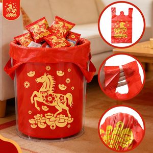 ถุงขยะสีแดงแบบมีเชือกผูก ถุงขยะแบบเสื้อกั๊ก ถุงพลาสติกหนาขนาดใหญ่ แข็งแรง ทนทาน สำหรับใช้ในบ้าน - Product Image 3