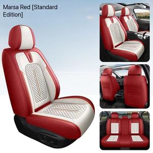 Funda de Asiento de Coche Universal de Lujo de Alta Calidad 2026, Funda de Asiento de Coche de Cuero Azul Impermeable para 5 Plazas, Juego Completo - Product Image 4