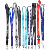 Prix de gros promotionnel Polyester lanière expédition rapide carte d'identité bleu porte-clés lanières avec Logo personnalisé