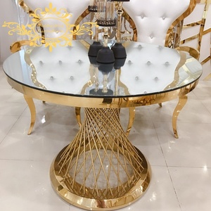 Mesa redonda de cristal con espejo dorado para pastel, expositor de tartas de boda, 90CM de diámetro - Product Image 2